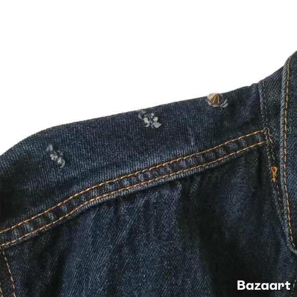 Levi's Jean Jacket Mens L Large Blue Denim Stud Shoulder - Picture 4 of 9